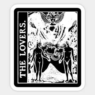 The Lovers Tarot Card Black and White Sticker